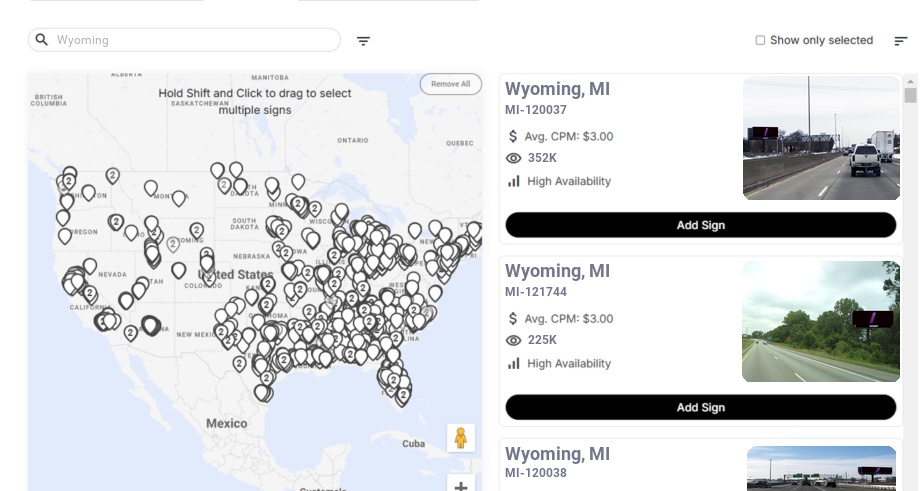 Billboard advertising in Wyoming Mi, Michigan - Choose your favorite location
