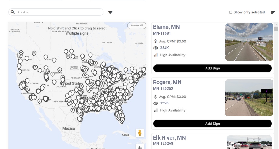 Billboard advertising in Anoka Mn, Minnesota - Choose your favorite location