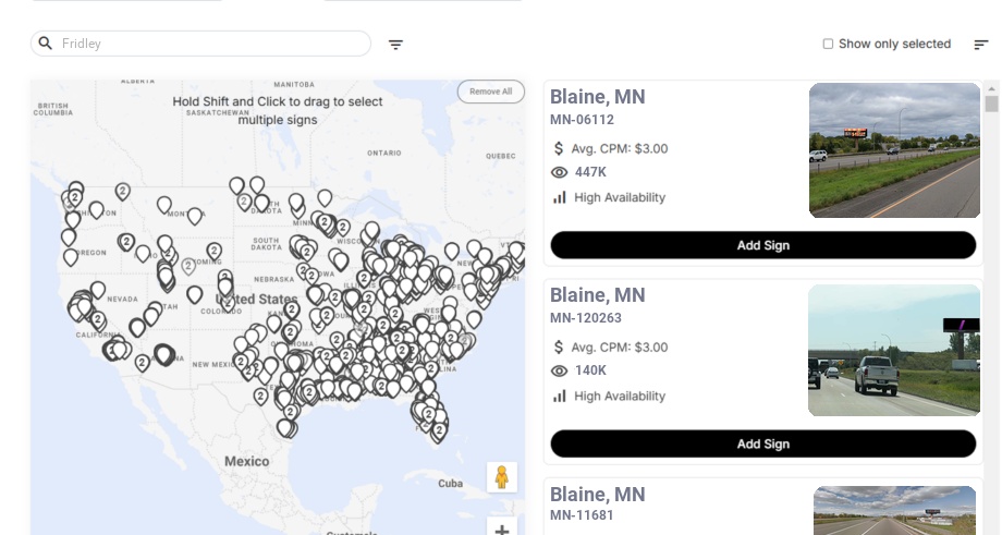 Billboard advertising in Fridley Mn, Minnesota - Choose your favorite location