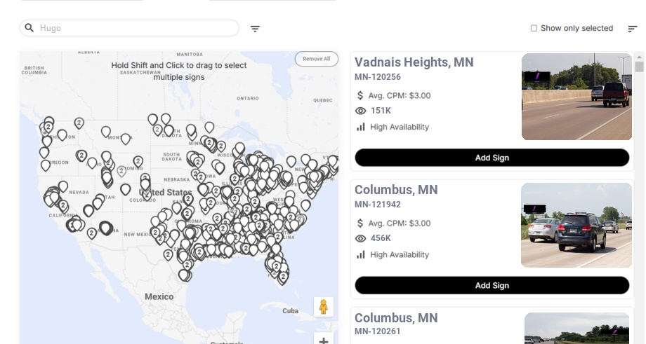 Billboard advertising in Hugo Mn, Minnesota - Choose your favorite location