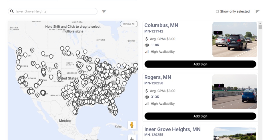 Billboard advertising in Inver Grove Heights Mn, Minnesota - Choose your favorite location