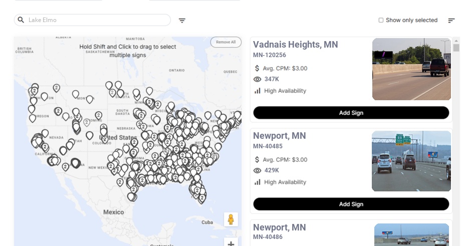 Billboard advertising in Lake Elmo Mn, Minnesota - Choose your favorite location
