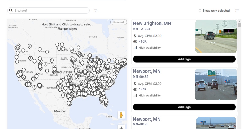 Billboard advertising in Newport Mn, Minnesota - Choose your favorite location