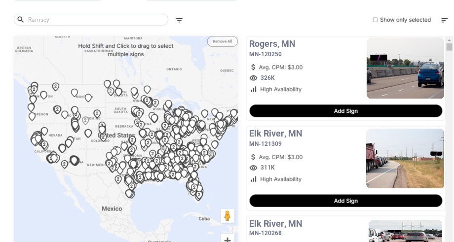 Billboard advertising in Ramsey Mn, Minnesota - Choose your favorite location