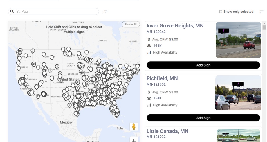 Billboard advertising in St Paul Mn, Minnesota - Choose your favorite location