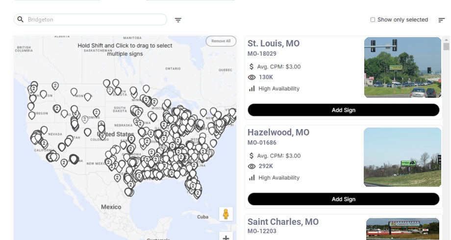 Billboard advertising in Bridgeton Mo, Missouri - Choose your favorite location