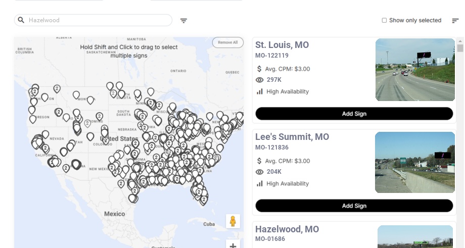 Billboard advertising in Hazelwood Mo, Missouri - Choose your favorite location