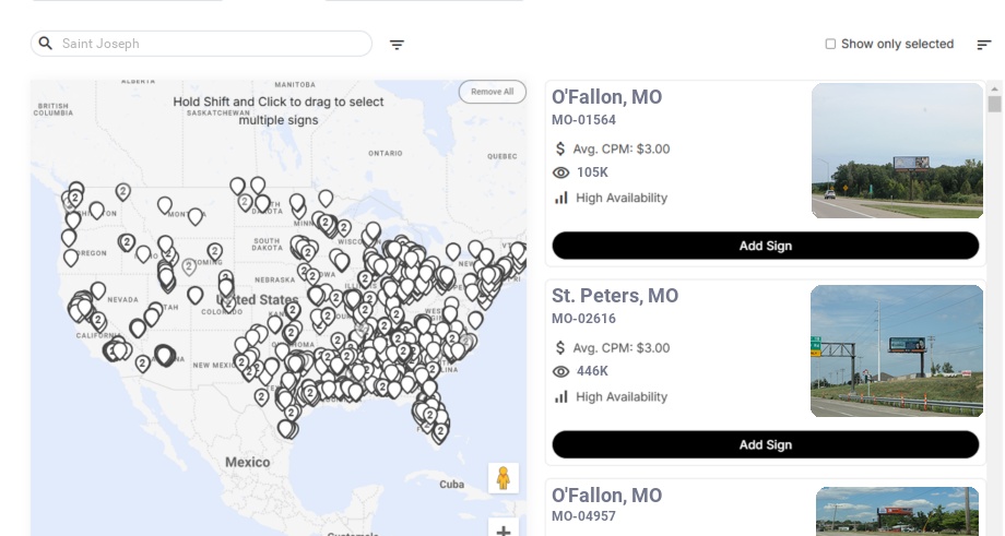 Billboard advertising in Saint Joseph Mo, Missouri - Choose your favorite location