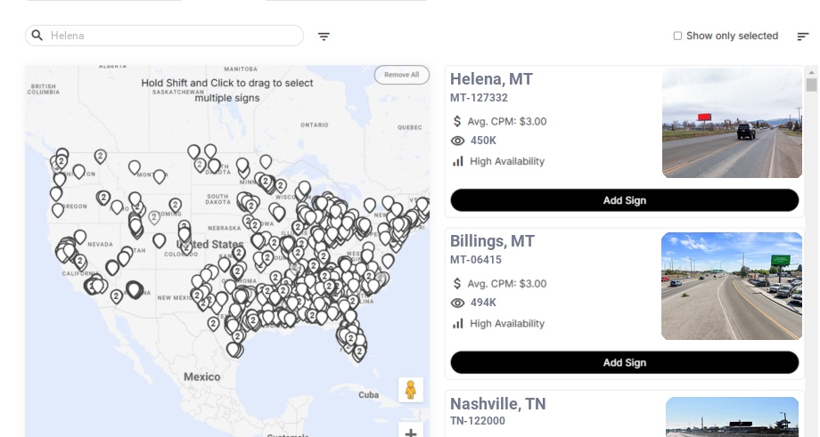 Billboard advertising in Helena Mt, Montana - Choose your favorite location
