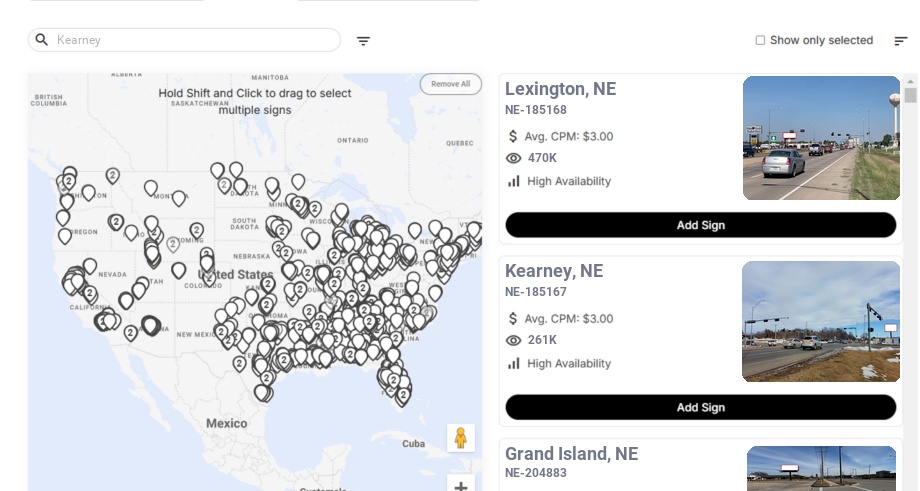 Billboard advertising in Kearney Ne, Nebraska - Choose your favorite location
