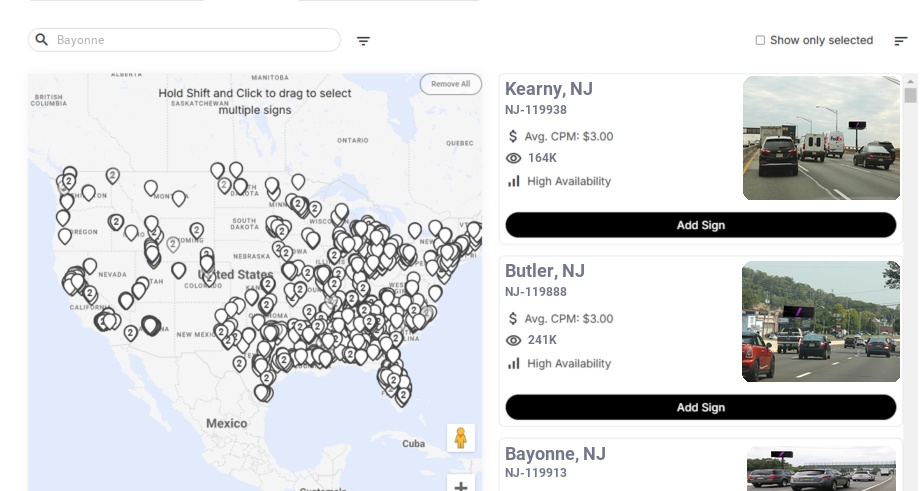 Billboard advertising in Bayonne Nj, New Jersey - Choose your favorite location