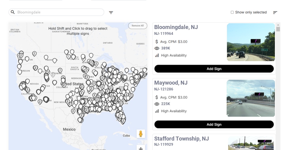 Billboard advertising in Bloomingdale, New Jersey - Choose your favorite location