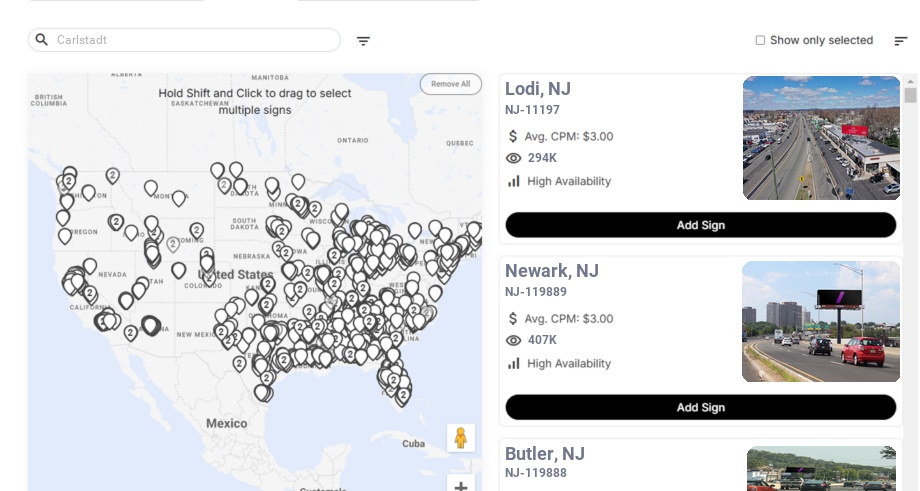 Billboard advertising in Carlstadt Nj, New Jersey - Choose your favorite location