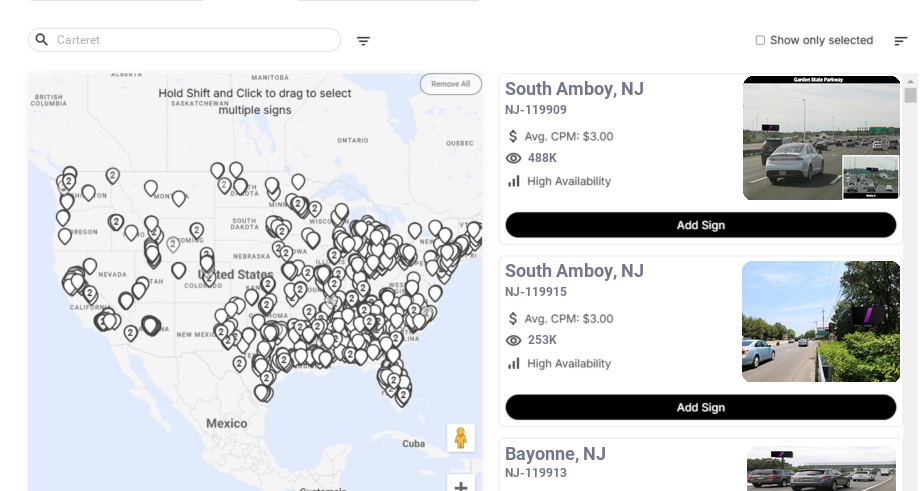 Billboard advertising in Carteret Nj, New Jersey - Choose your favorite location