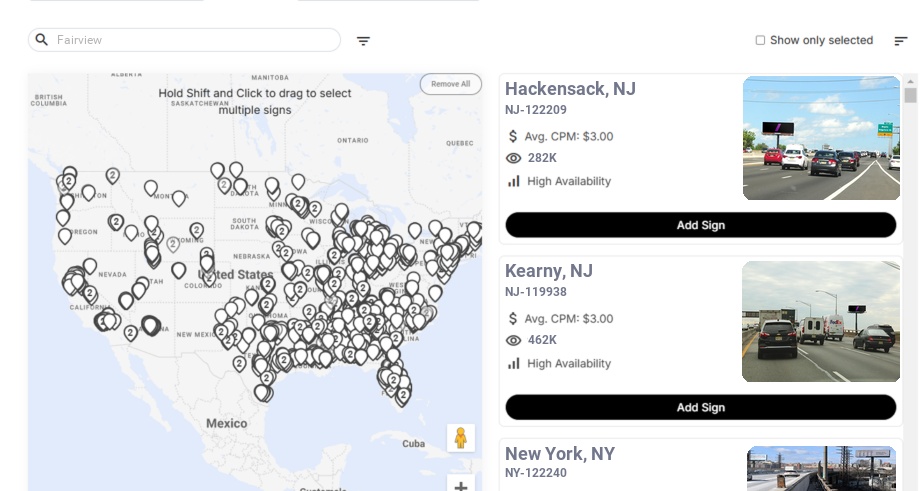 Billboard advertising in Fairview Nj, New Jersey - Choose your favorite location