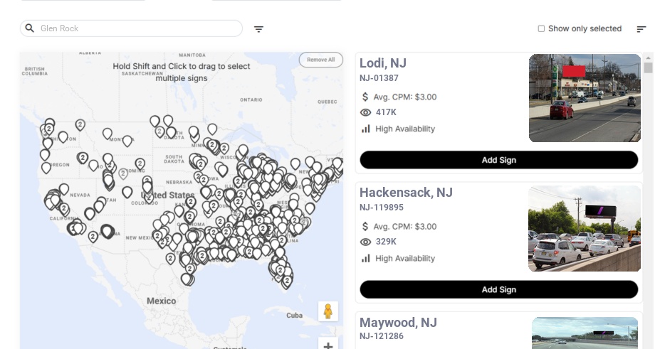 Billboard advertising in Glen Rock Nj, New Jersey - Choose your favorite location