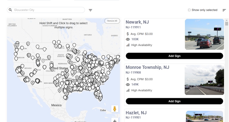 Billboard advertising in Gloucester City Nj, New Jersey - Choose your favorite location