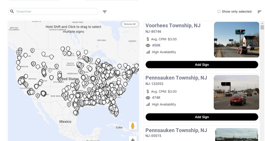 Billboard advertising in Greentree Nj, New Jersey - Choose your favorite location