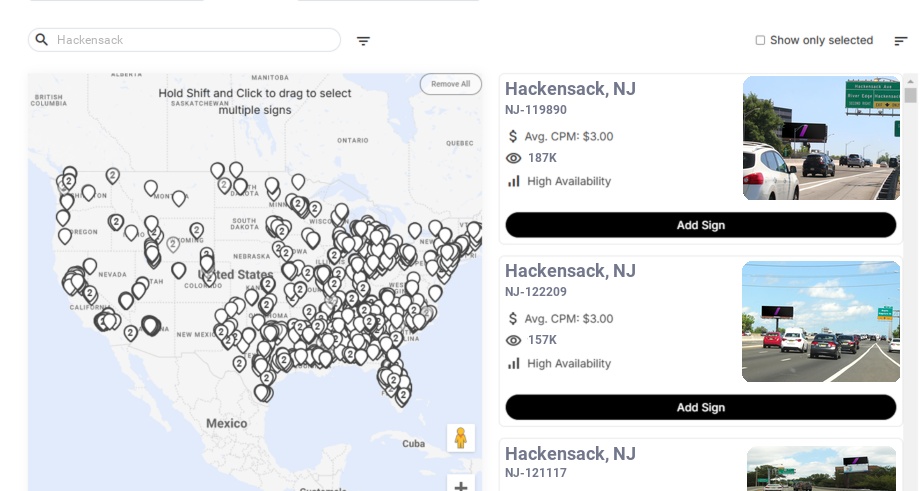 Billboard advertising in Hackensack Nj, New Jersey - Choose your favorite location