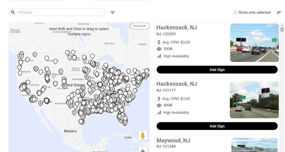 Billboard advertising in Hillsdale Nj, New Jersey - Choose your favorite location