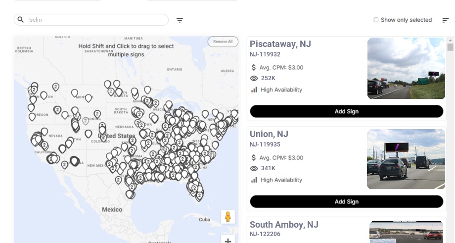 Billboard advertising in Iselin Nj, New Jersey - Choose your favorite location