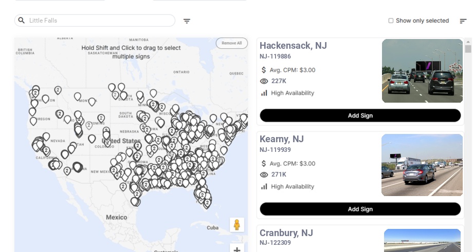 Billboard advertising in Little Falls Nj, New Jersey - Choose your favorite location