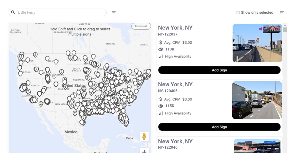 Billboard advertising in Little Ferry Nj, New Jersey - Choose your favorite location