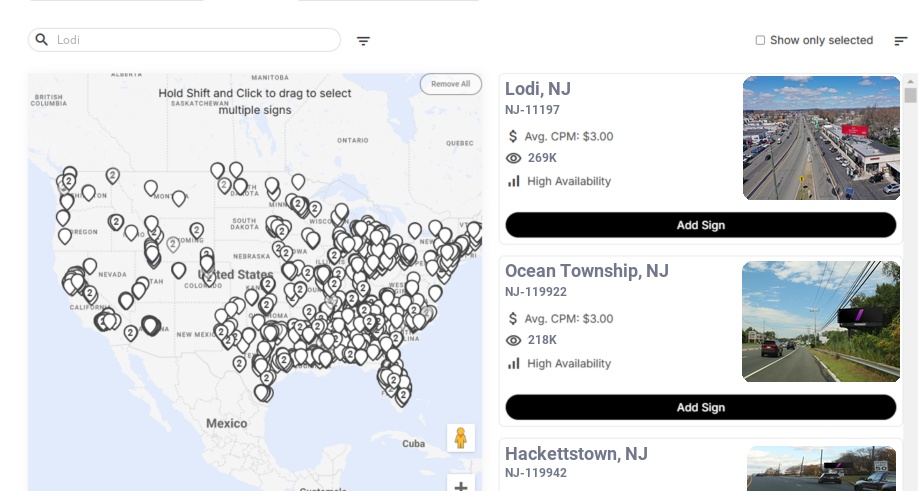 Billboard advertising in Lodi Nj, New Jersey - Choose your favorite location