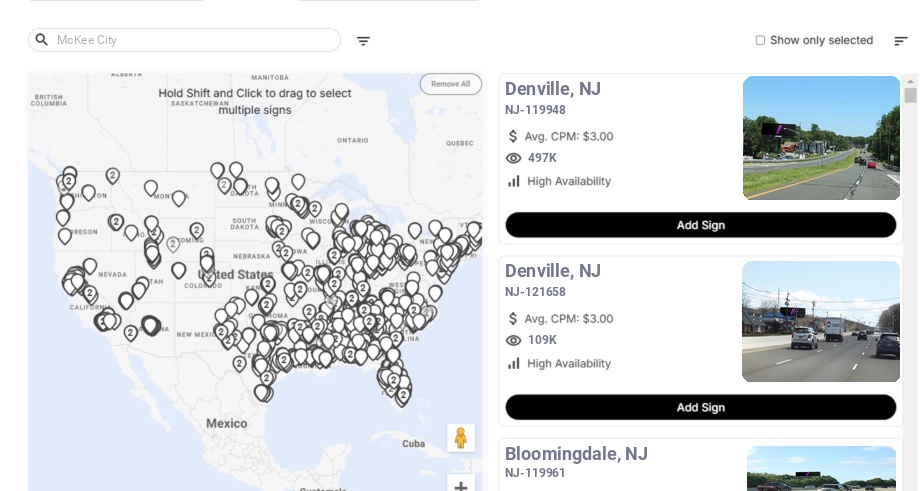 Billboard advertising in Mckee City Nj, New Jersey - Choose your favorite location