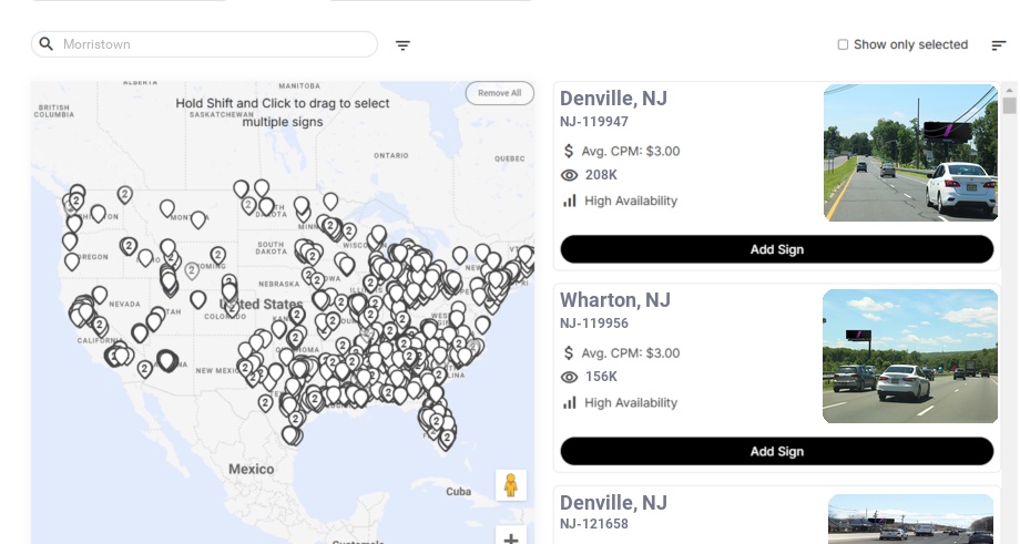 Billboard advertising in Morristown Nj, New Jersey - Choose your favorite location