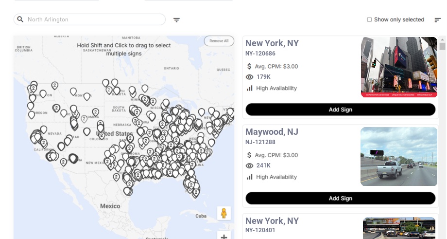 Billboard advertising in North Arlington Nj, New Jersey - Choose your favorite location