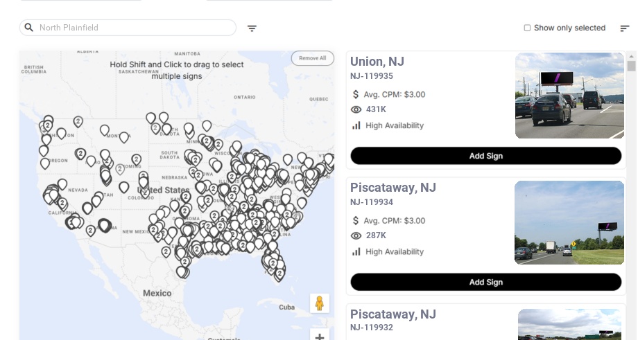 Billboard advertising in North Plainfield Nj, New Jersey - Choose your favorite location