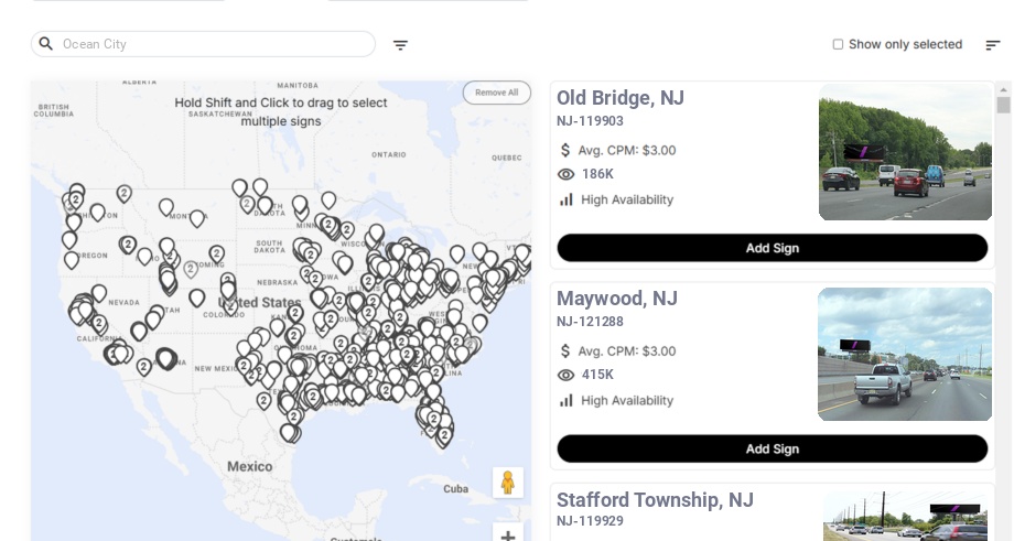 Billboard advertising in Ocean City Nj, New Jersey - Choose your favorite location