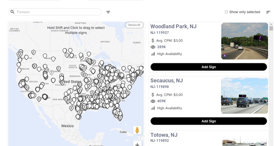 Billboard advertising in Passaic Nj, New Jersey - Choose your favorite location