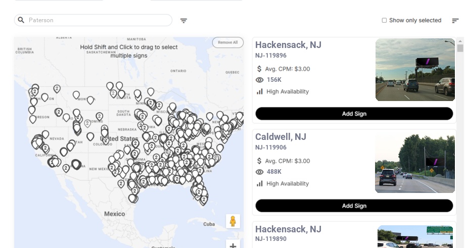 Billboard advertising in Paterson Nj, New Jersey - Choose your favorite location