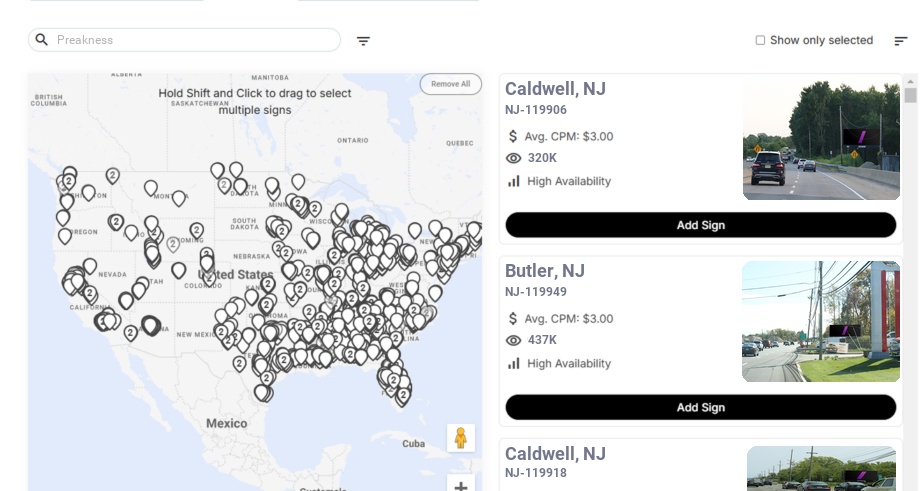 Billboard advertising in Preakness Nj, New Jersey - Choose your favorite location