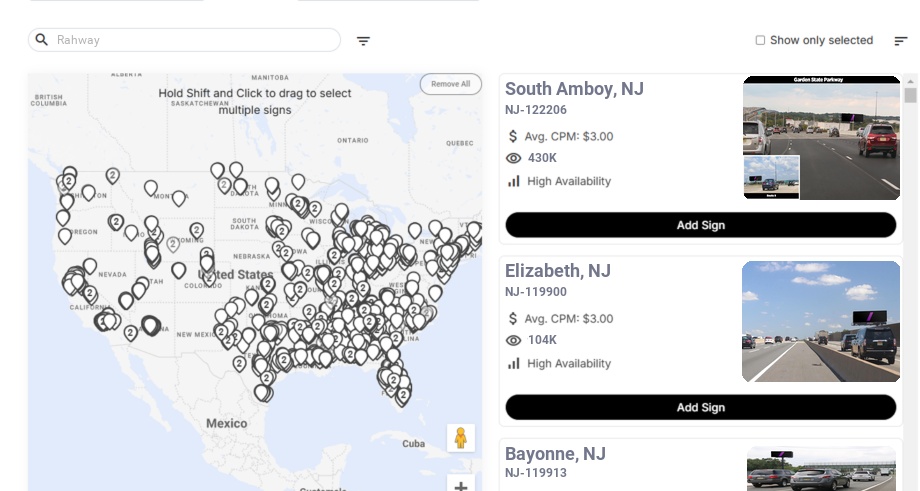 Billboard advertising in Rahway Nj, New Jersey - Choose your favorite location