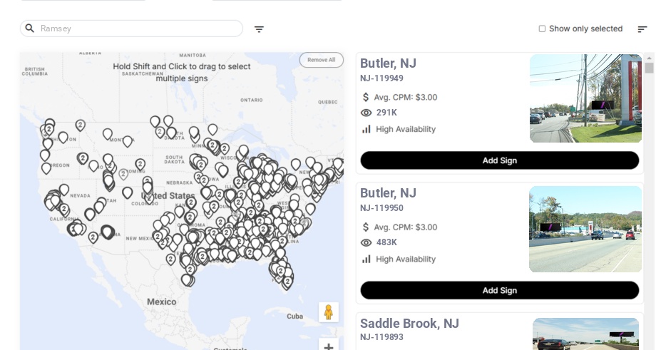 Billboard advertising in Ramsey Nj, New Jersey - Choose your favorite location
