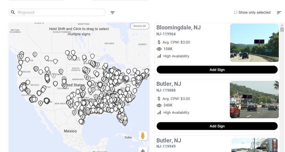 Billboard advertising in Ringwood Nj, New Jersey - Choose your favorite location