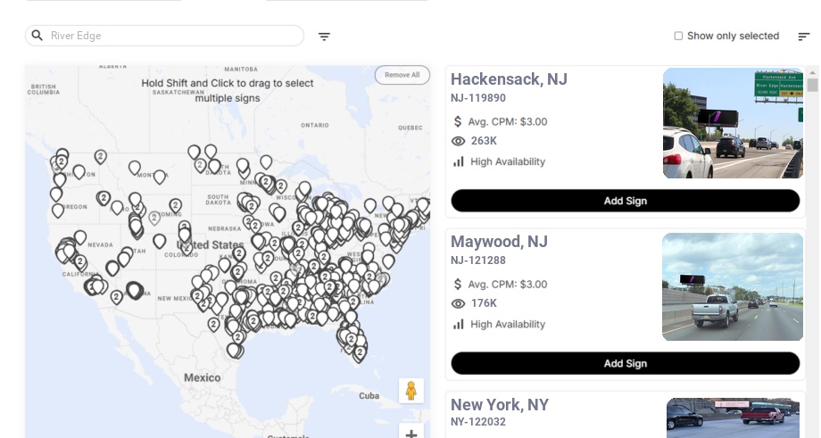 Billboard advertising in River Edge Nj, New Jersey - Choose your favorite location