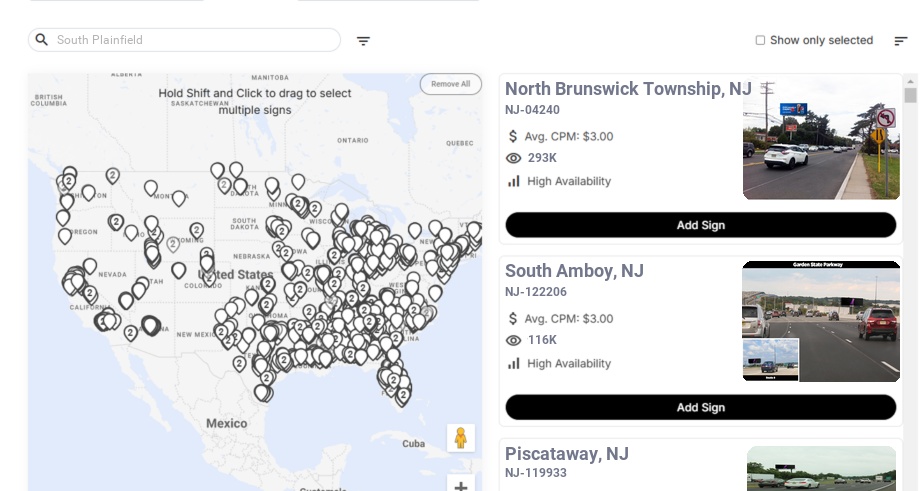 Billboard advertising in South Plainfield Nj, New Jersey - Choose your favorite location