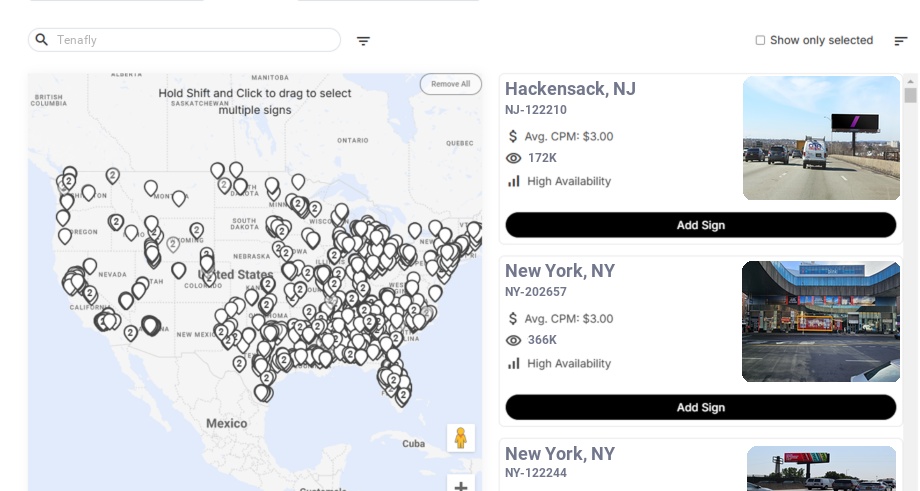 Billboard advertising in Tenafly Nj, New Jersey - Choose your favorite location