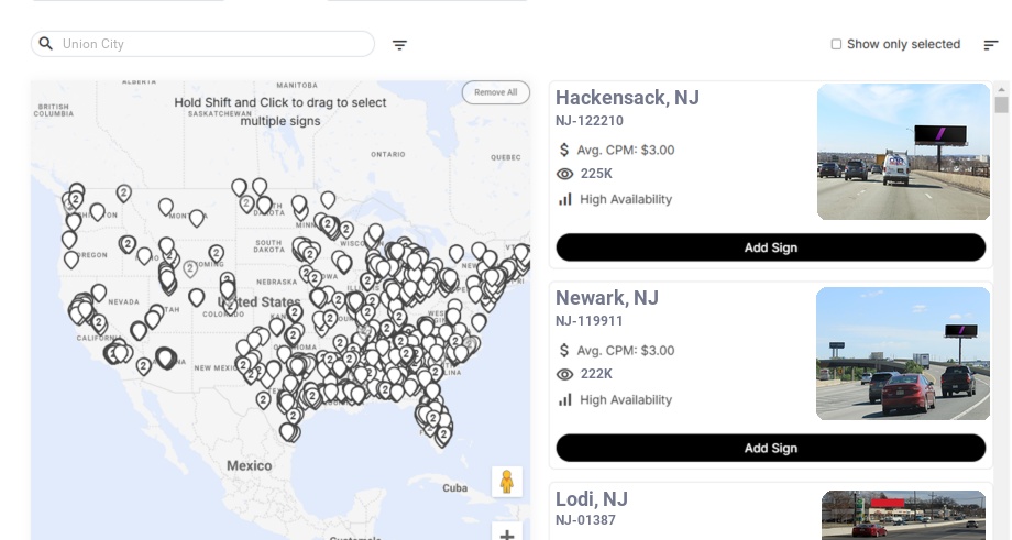 Billboard advertising in Union City Nj, New Jersey - Choose your favorite location