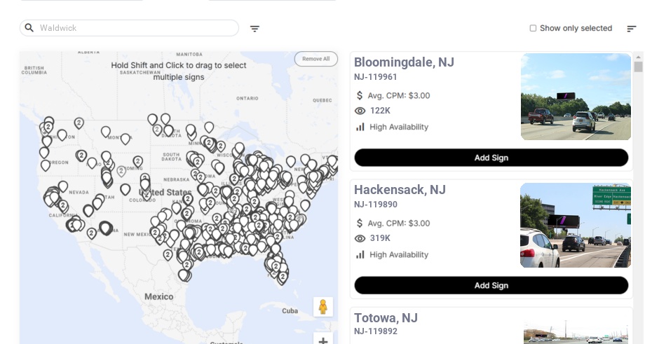Billboard advertising in Waldwick Nj, New Jersey - Choose your favorite location