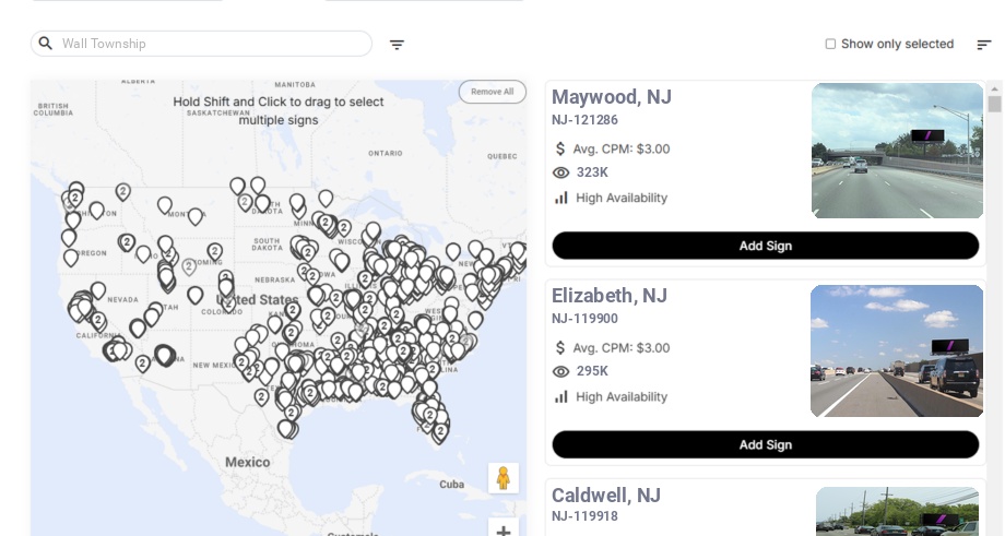 Billboard advertising in Wall Township Nj, New Jersey - Choose your favorite location