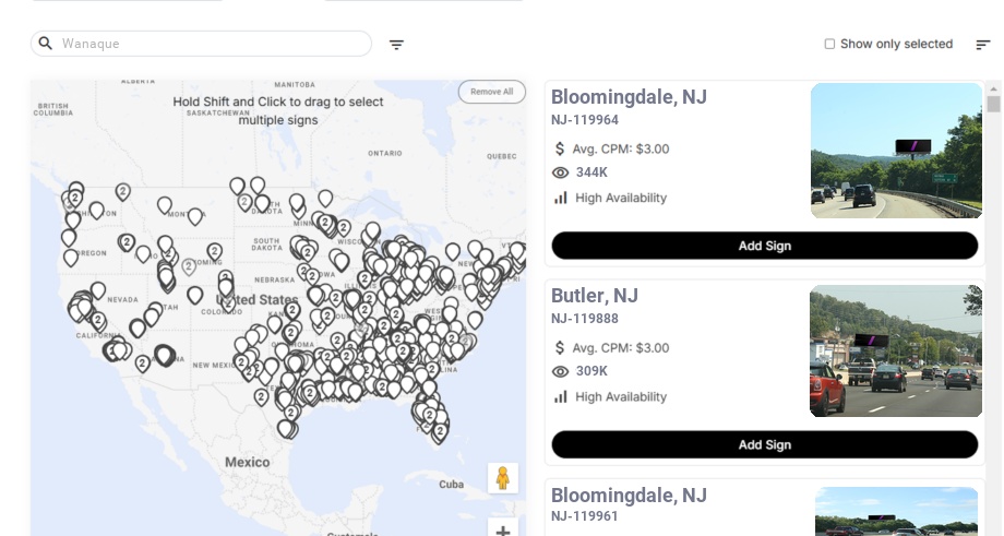 Billboard advertising in Wanaque Nj, New Jersey - Choose your favorite location