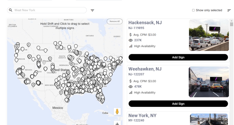 Billboard advertising in West New York Nj, New Jersey - Choose your favorite location