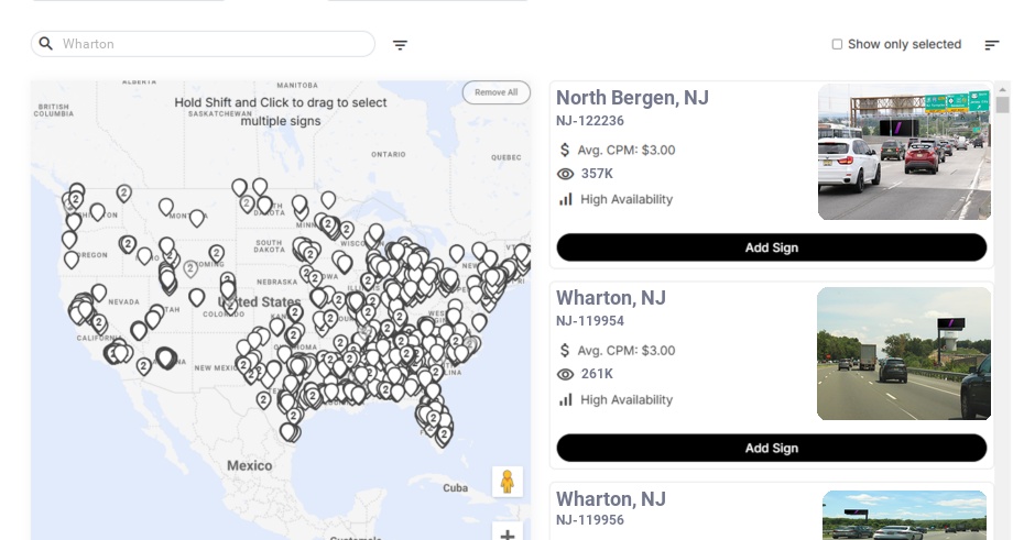 Billboard advertising in Wharton Nj, New Jersey - Choose your favorite location