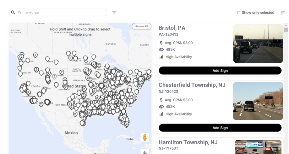 Billboard advertising in White Horse Nj, New Jersey - Choose your favorite location