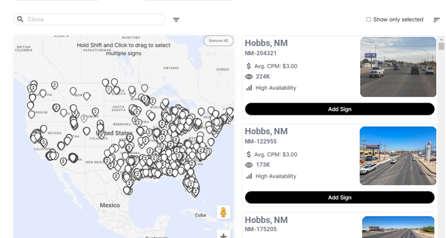 Billboard advertising in Clovis Nm, New Mexico - Choose your favorite location